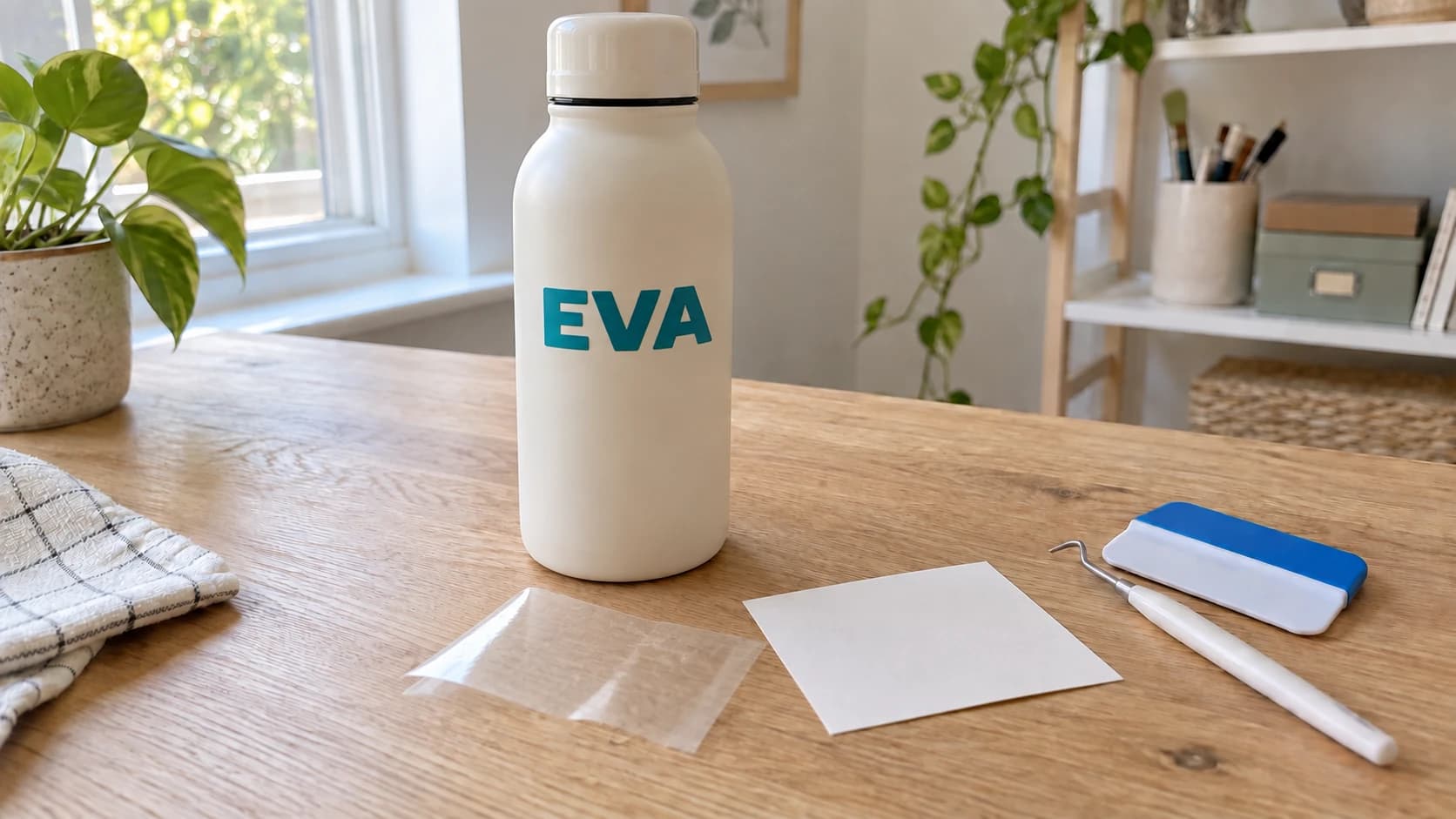 Teal EVA name applied to the cream bottle from the preparation photo
